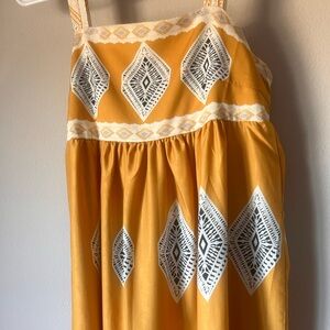 Yellow and White Patterned Midi Dress